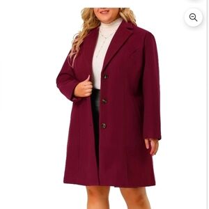 Agnes Orinda Women's Plus Size Coat Notched Lapel Single Breasted Long Winter
